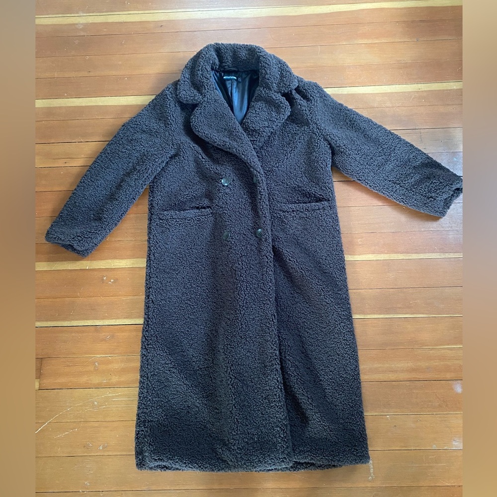 Pretty Little Things long CHOCOLATE BROWN Teddy Coat: size 6